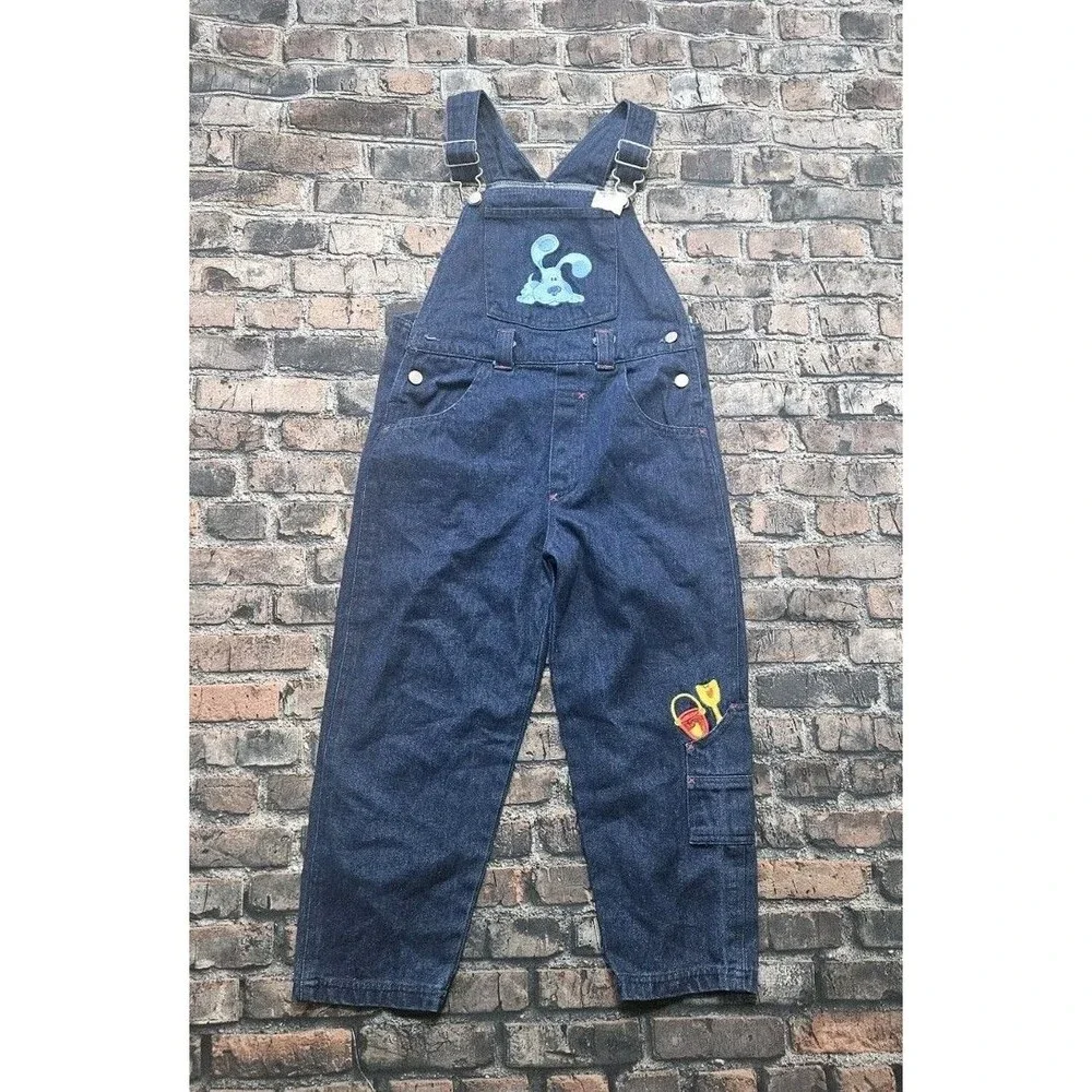 Vintage Y2K Blues Clues Denim Overalls Long Embroidered Kids Size 7